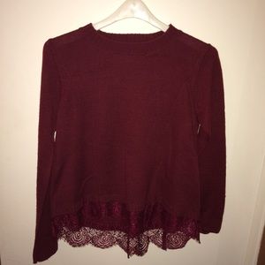 Burgundy Lace Sweater M